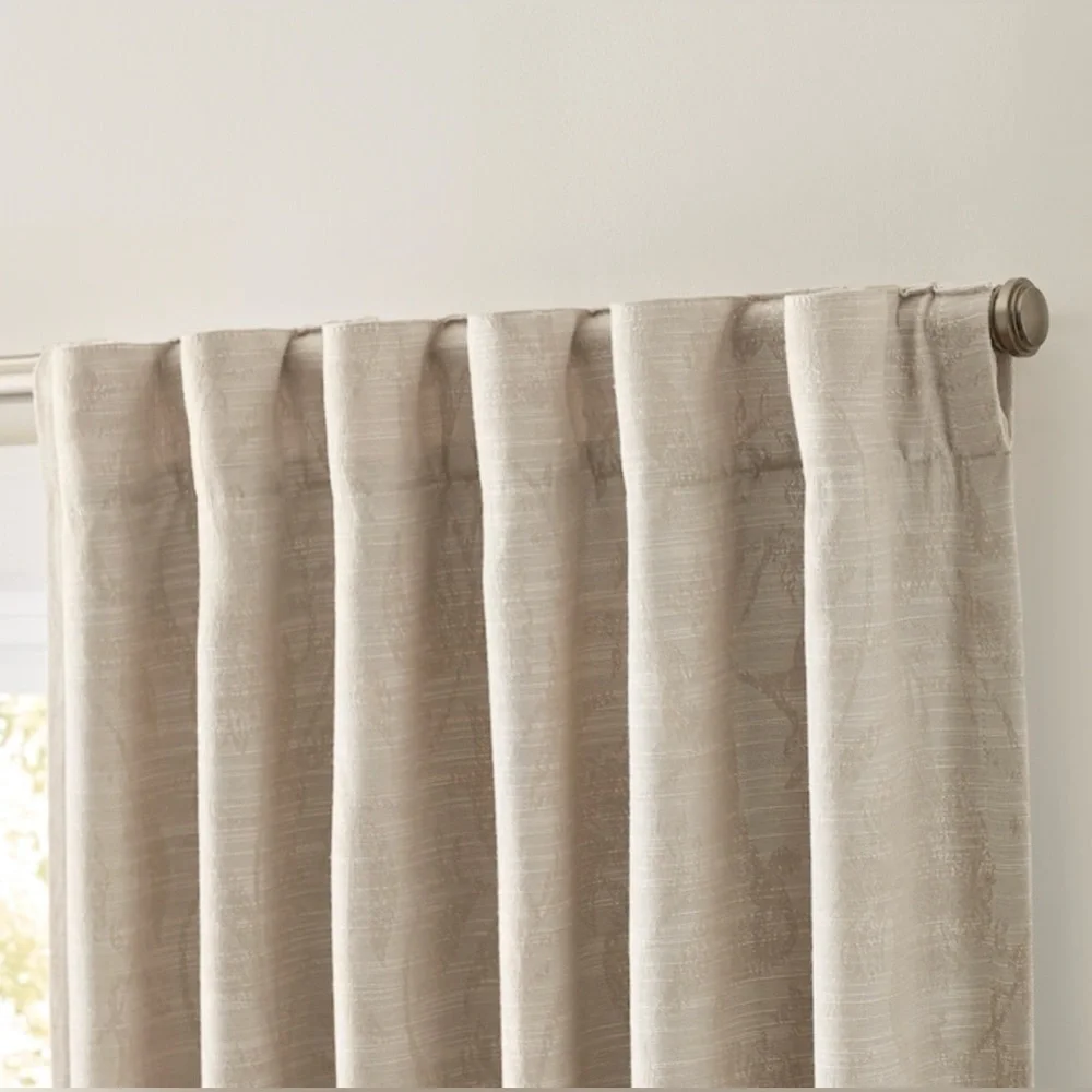 2PK Allen+Roth 50x84-in Cream Blackout Thermal Lined Grommet Curtain Panel
